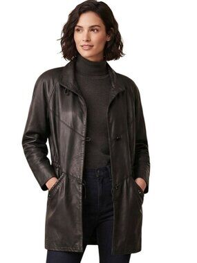 Glll Vintage Global Identity Black Leather 90s Y2K Coat Thinsulate Size M